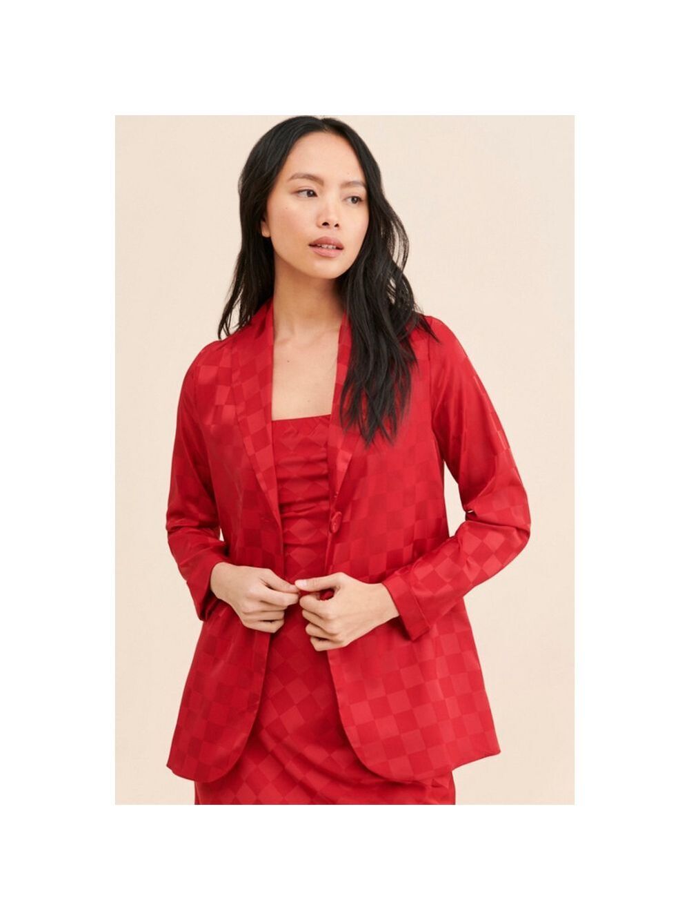 Women's Show Me Your Mumu Red Checkered Blazer XS